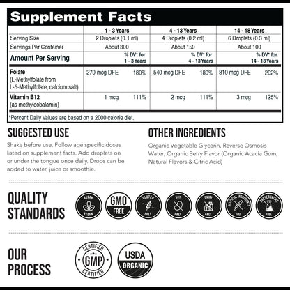 Nuevera Organic Kids Methylfolate + B12 Drops